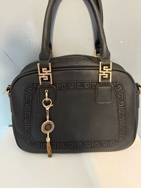 Montana West Black Satchel with Gold Hardware and Tassel Charm